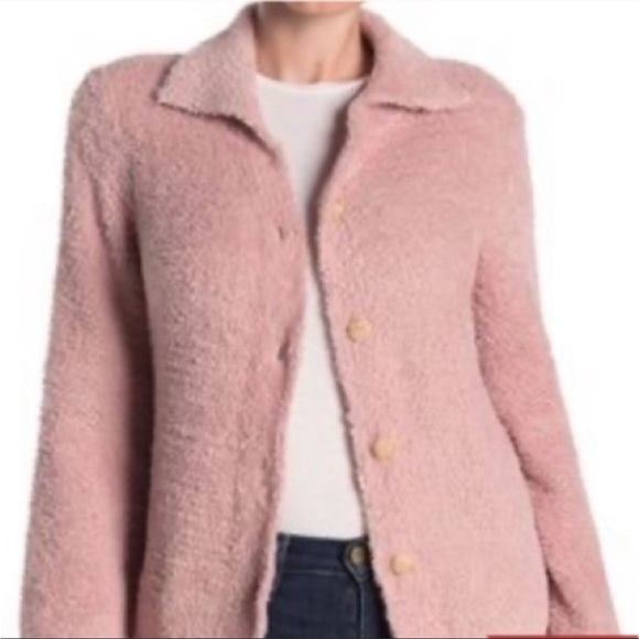 Susina Pink Adobe Soft Teddy Fleece Collared Button Down Cardigan Sweater SzXS - Picture 3 of 16